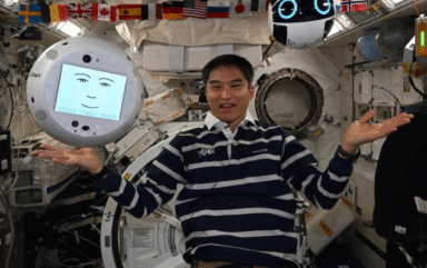 AI-Controlled Robots Play Hide and Seek in Space