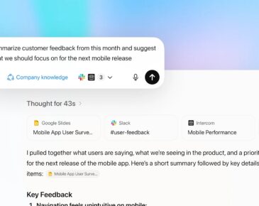 Screenshot of OpenAI ChatGPT for a business task as the firm is surfacing company knowledge by connecting ChatGPT to enterprise data, turning it from a general assistant into a custom analyst.