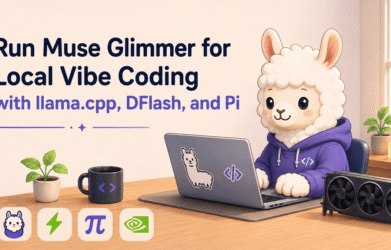 Run Muse Glimmer for Local Vibe Coding with llama.cpp, DFlash, and Pi
